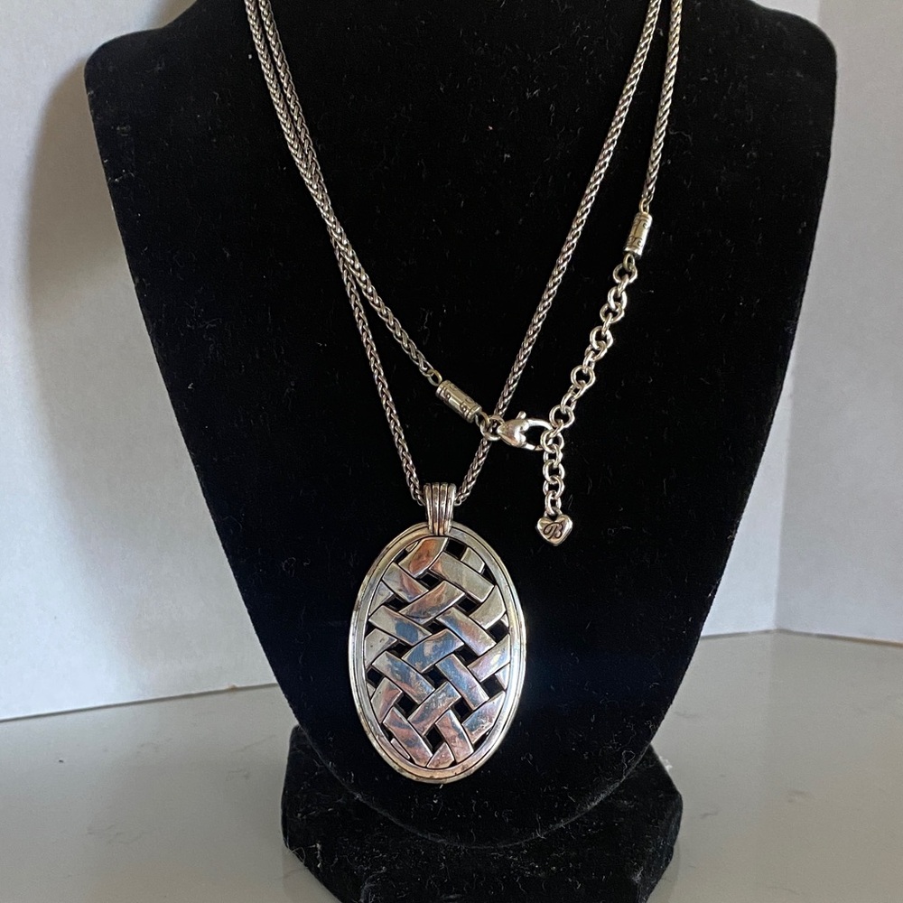 Silver Tone Woven Oval Pendant Necklace - Brighton
